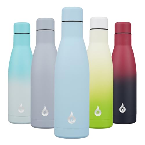 BJPKPK 17 oz Insulated Thermal Metal Water Bottle, Stainless Steel Flask - color: Sky Blue, size: 17 Ounces