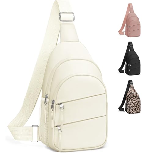 Tuwubi Crossbody Bags for Women, Sling Bag for Men, Small Hiking Backpack Anti Theft Lightweight for Outdoors Travel (L, Beige) - color: Beige, size: Large