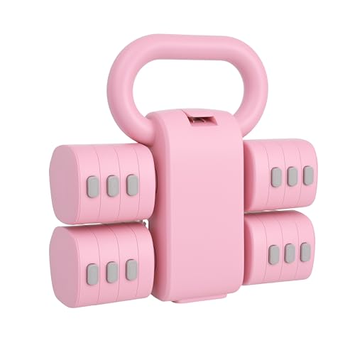 Adjustable Dumbbell Set of 2, 4 in 1 Free Weights for Women with Fast Adjustment, Home Gym & Outdoor Exercise Training, Includes 2.2lb 3.3lb 4.4lb 5.5lb Hand Weights, Compatible with Kettlebells - color: Pink