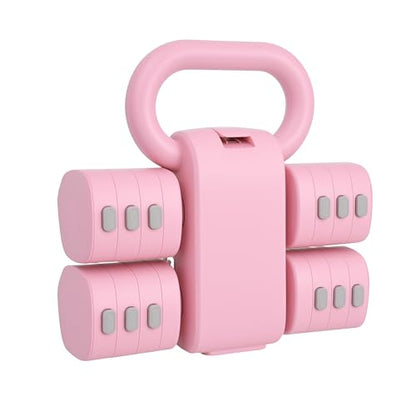 Adjustable Dumbbell Set of 2, 4 in 1 Free Weights for Women with Fast Adjustment, Home Gym & Outdoor Exercise Training, Includes 2.2lb 3.3lb 4.4lb 5.5lb Hand Weights, Compatible with Kettlebells - color: Pink