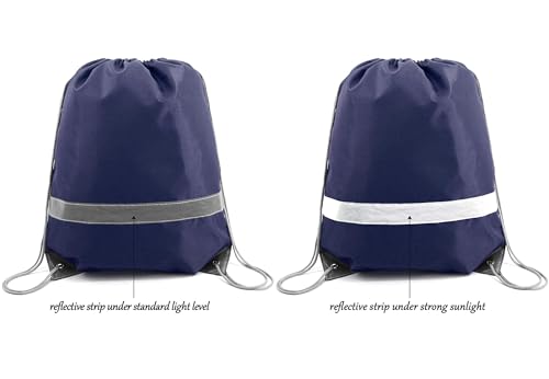 BeeGreen Reflective Drawstring Bags 20 Packs Navy Blue Large Drawstring Bags String Backpack for Gym Sports Trip with Reflective Strip Cinch Sack DIY for Women Men Team - color: Reflective Navy