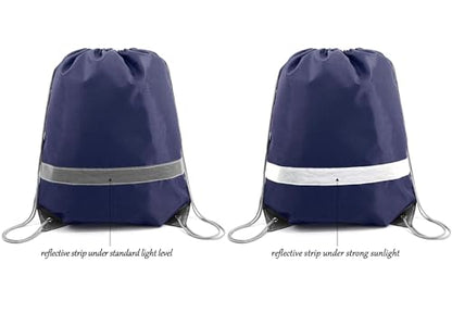 BeeGreen Reflective Drawstring Bags 20 Packs Navy Blue Large Drawstring Bags String Backpack for Gym Sports Trip with Reflective Strip Cinch Sack DIY for Women Men Team - color: Reflective Navy