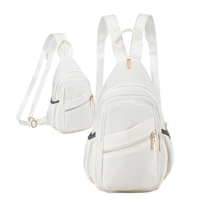 Xsecnua Small Crossbody Bag Convertible Mini Backpack for Women, Cross Body Sling Bag Sling Backpack for Travel Daypack - color: Beige White