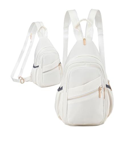 Xsecnua Small Crossbody Bag Convertible Mini Backpack for Women, Cross Body Sling Bag Sling Backpack for Travel Daypack - color: Beige White
