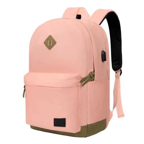 Goloni Backpack for Men Women,Travel Laptop Backpack, Water Resistant 17.3 Inch USB Charging Backpack, Large Capacity Work Commute Bag - color: Pink, size: Large