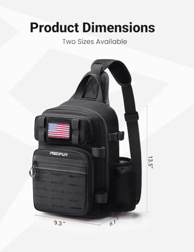 Piscifun Fishing Backpack Tackle Bag with 2 Rod Holders, Multi-Compartment Storage, MOLLE System, Water-Resistant Lightweight Outdoor Pack - color: Single Shoulder - Black, style: Standard