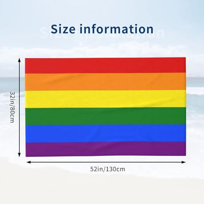 LGBT Pride Rainbow Beach Towel, Lesbians Gays Bisexuals Transgender Gift Quick Dry Sand Free Absorbent Bath Towel, Microfiber Lightweight Towel Pool Travel Camping Gym Swim 30x60 Inch/ 77X153cm - color: Lgbt Pride