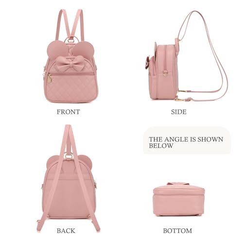 KL928 Girls Mini Backpack Bowknot Polka Dot Cute Small Daypacks Convertible Shoulder Bag Purse for Women - color: Dx-light Pink