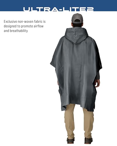 FROGG TOGGS Ultra-lite2 Waterproof, Breathable Rain Poncho, Adult and Youth Sizes - color: Carbon Black, style: Adult