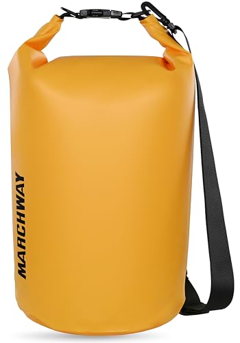 MARCHWAY Floating Waterproof Dry Bag Backpack 5L/10L/20L/30L/40L, Roll Top Sack Keeps Gear Dry for Kayaking, Rafting, Boating, Swimming, Camping, Hiking, Beach, Fishing - color: Deep Yellow, size: 10L