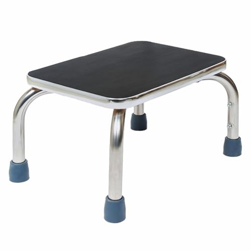 BodyMed Heavy-Duty Foot Step Stool with Non-Slip Rubber Platform for Seniors & Adults – Holds up to 300lbs, 9 ½ in. Step Up, 18”L x 11.5”W x 9.5”H - color: Chrome Without Handle