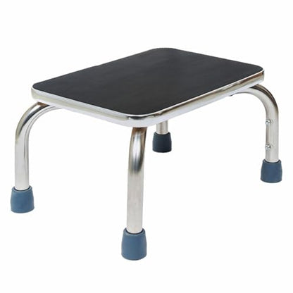 BodyMed Heavy-Duty Foot Step Stool with Non-Slip Rubber Platform for Seniors & Adults – Holds up to 300lbs, 9 ½ in. Step Up, 18”L x 11.5”W x 9.5”H - color: Chrome Without Handle