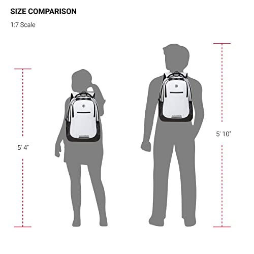SWISSGEAR Cecil 18-Inch Laptop Backpack Fits 16-Inch Laptop, Travel Daypack with Organizer Pockets, Water Bottle Holders & Padded Straps – White - color: White