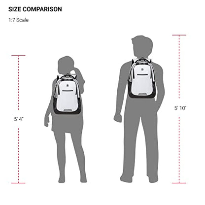 SWISSGEAR Cecil 18-Inch Laptop Backpack Fits 16-Inch Laptop, Travel Daypack with Organizer Pockets, Water Bottle Holders & Padded Straps – White - color: White