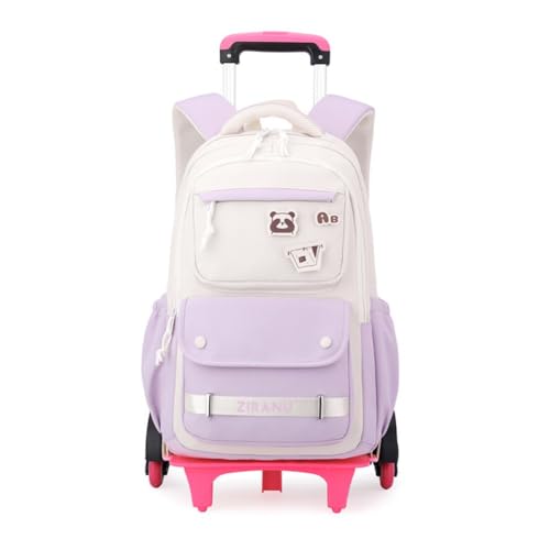 EKUIZAI Trolley Rolling Backpack for Girls Kids Middle School Bags with Wheels Rolling School Bags for Teen Girls, Purple - color: Purple-6 Wheel, size: 6 Wheel