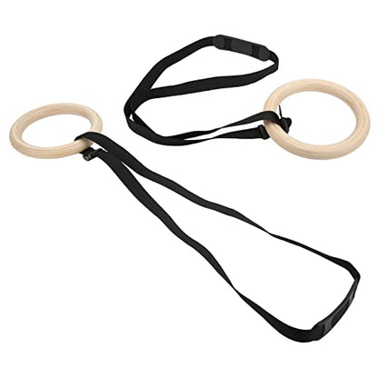 Wooden Gymnastic Rings Birch Pull Up Exercise 330lbs Capacity Home Gym Workout