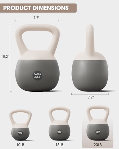 PAETA Soft Kettlebell for Home Fitness – Anti-Slip Grip & Wide Handle Design,Soft Kettlebell Set, Gentle Floor-Friendly Impact – 10lbs, 15lbs, 21lbs, for Home Functional Training - color: 45lbs White