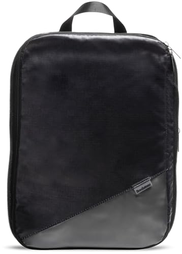 Brookstone Compression Packing Cubes Set - 2 Piece Small and Medium Carry On Luggage Travel Organizer and Compression Bags, Black