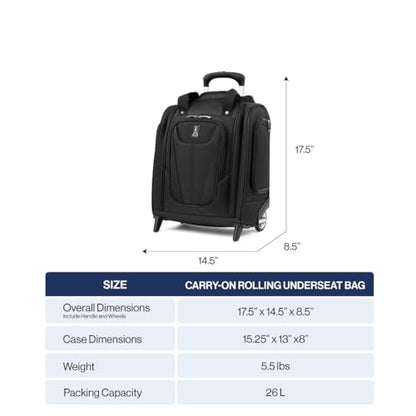 Travelpro Luggage Maxlite 5 Softside Lightweight Rolling Underseat Compact Carry on Upright 2 Wheel Bag, 15-Inch — Black - color: Black