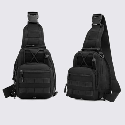 Viriber Tactical Backpack, Waterproof Military Cross-body Molle Sling Shoulder Backpack Chest Bag for Outdoor Every Day Carry Black - color: Black