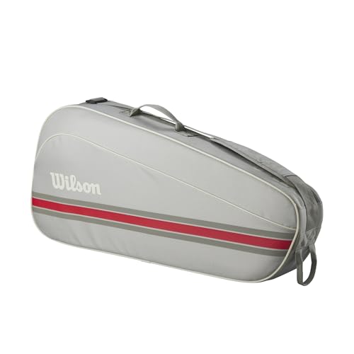 WILSON 2025 Team Tennis Racket Bags - color: Oats/Red, size: Holds up to 3 Rackets