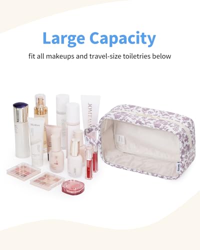Narwey Clear Toiletry Bags for Traveling Women Men, Clear Travel Bags for Toiletries Makeup Bag Cosmetic Bag with Zipper, Make Up Organizer, Skincare Bag (Dusty Pink Flower) - color: X-Dusty Pink Flower