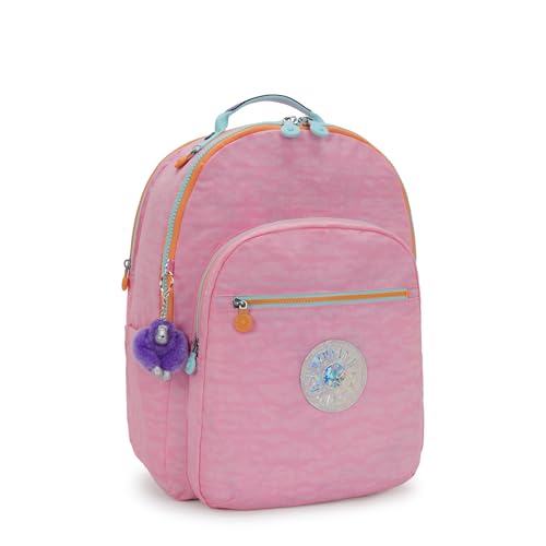 Kipling Women's Seoul Extra Large 17" Laptop Backpack, Durable, Roomy with Padded Shoulder Straps, Built-In Protective Sleeve - color: Bubblegum Pink Mix Pop, size: 13.5''L x 17.75''H x 9''D