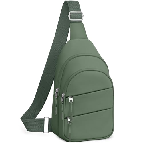 Tuwubi Crossbody Bags for Women, Sling Bag for Men, Small Hiking Backpack Anti Theft Lightweight for Outdoors Travel （M, Sage Green） - color: Sage Green, size: Medium