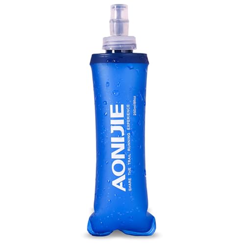 TRIWONDER TPU Soft Folding Water Bottles BPA-Free Collapsible Flask for Hydration Pack - Ideal for Running Hiking Cycling Climbing (250ml/8.45oz) - color: 250ml/8.45oz