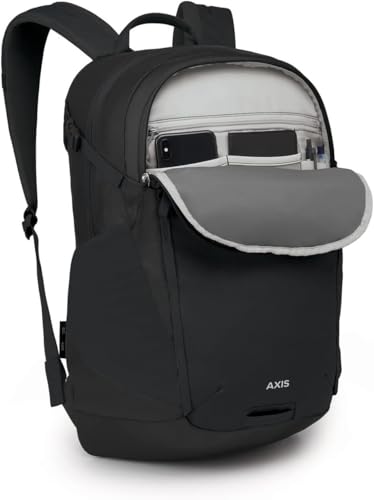 Osprey Axis Laptop Backpack – Sleek Everyday Pack with Laptop Sleeve, Water Bottle Pockets & Compression Straps - color: Black