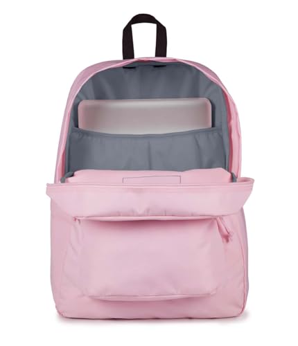 JanSport SuperBreak Plus Backpack with Padded 15-inch Laptop Sleeve and Integrated Bottle Pocket - Spacious and Durable Daypack for Work and Travel - Pink Ice - color: Pink Ice