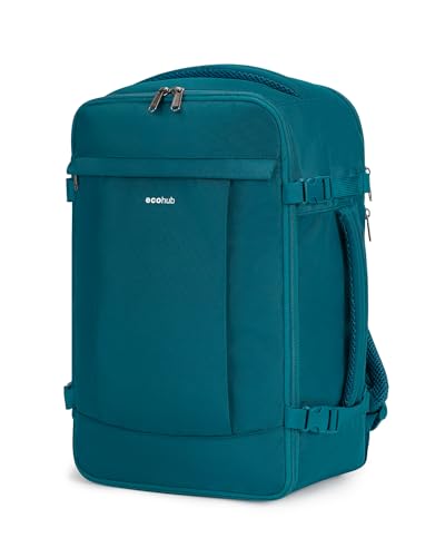 ECOHUB Travel Backpack Airlines Approved Personal Item Bag Carry On Backpack - color: Blue Green, size: 18 inch underseat