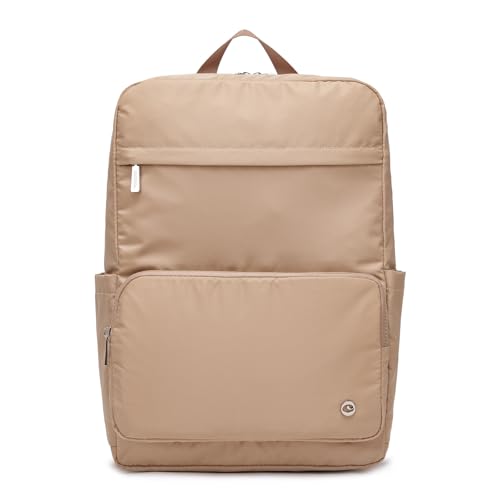 Lightweight Nylon Backpack for Women Men, 15.6 Inch Ladies backpacks Laptop Casual Daypack for Work Travel Khaki - color: Khaki