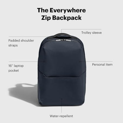Away The Everywhere Zip Backpack - Personal Item Airline Approved Backpack with 16” Padded Laptop Sleeve, Water Bottle Pocket, Interior and Exterior Pockets - Fits Up to 16-Inch Laptops - Navy Blue - color: Navy Blue