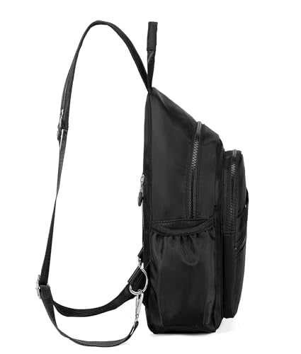 Xsecnua Small Crossbody Bag Convertible Mini Backpack for Women, Cross Body Sling Bag Sling Backpack for Travel Daypack - color: Dark Black