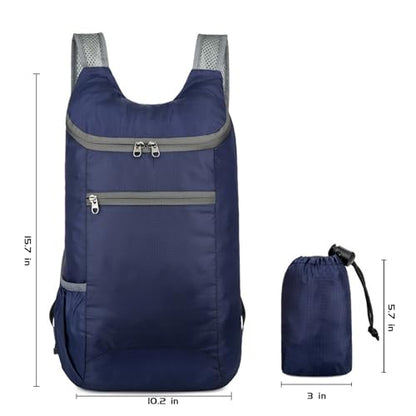 Portable Folding Backpack, Travel Hiking Backpack, Light and Compact, Waterproof and Durable, Super Large Capacity, Outdoor Camping, Travel Storage, Daily Use (Dark Blue)