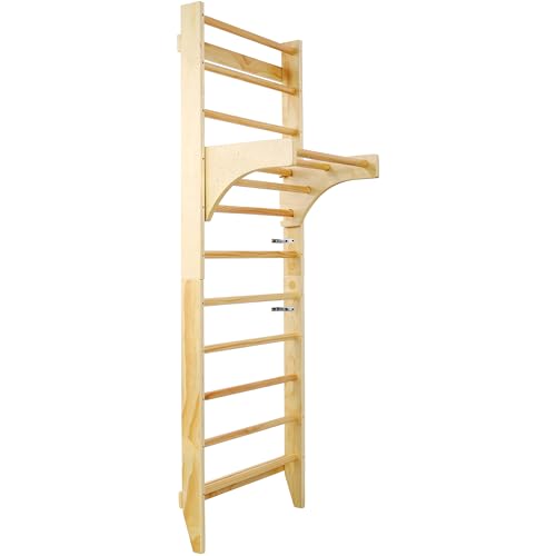 Wall-Mounted Wooden Stall Bars for Home Gym - Swedish Ladder for Stretching, Strength Training & Yoga - Durable Multi-Functional Fitness Equipment - size: 31.5"W x 86.6"H