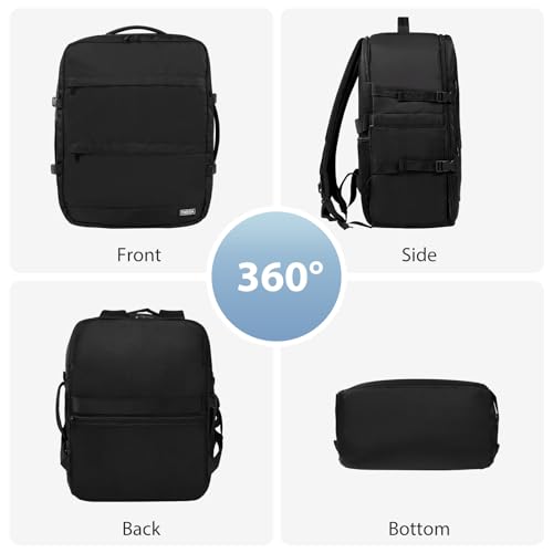 Fmeida Flight Approved Carry On Backpack Anti-Theft Travel Backpack for Men Fits 15.6" Laptop - 30L Large Personal Item Bag Underseat Airplane Approved Weekender Bag, Black - color: Black, size: Large