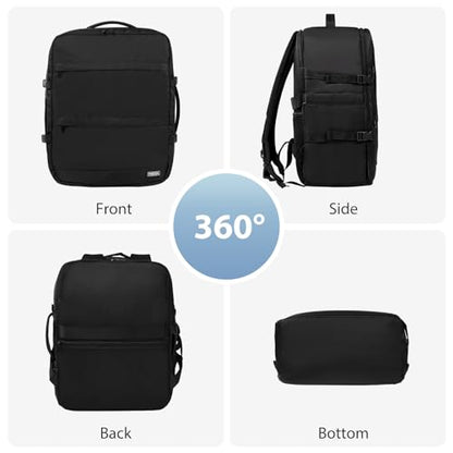 Fmeida Flight Approved Carry On Backpack Anti-Theft Travel Backpack for Men Fits 15.6" Laptop - 30L Large Personal Item Bag Underseat Airplane Approved Weekender Bag, Black - color: Black, size: Large
