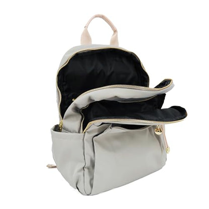M-ioi-M Medium Backpack Purse for Women, Fashion Nylon Daypack with Gold Hardware, Lightweight Water-Resistant Rucksack for College, Work, Travel, Everyday Use, Fits 13–14" Laptop (Gray Beige, Medium) - color: Gray Beige,medium
