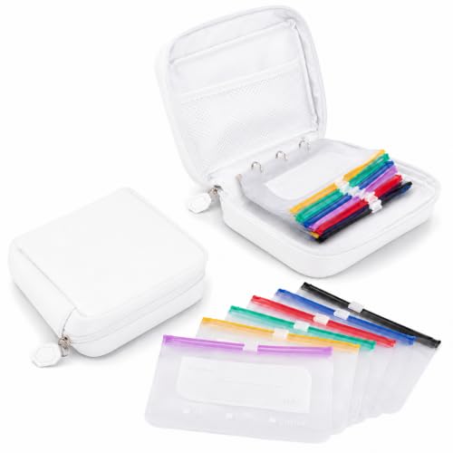 Waterproof Pill Organizer Set - Reusable Travel Medicine Organizer with 14 Color-Coded Pouches, Twice-Daily Large Pill Organizer for Seven Days, Compact & Durable Travel Case (White) - color: White