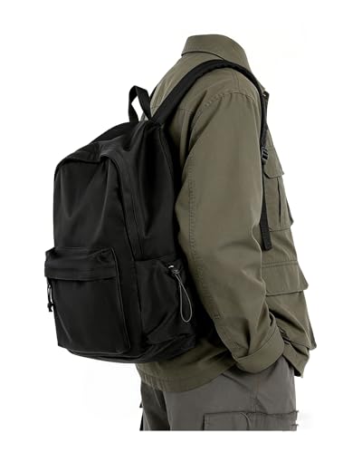 BJLFS Black School Backpack for Girls Women, Waterproof High School Book Bag Cute Backpack for Men Teens Boys, Small Lightweight Simple Basic Middle School Back Pack Daypack Mochilas Escolares para - color: Small Black