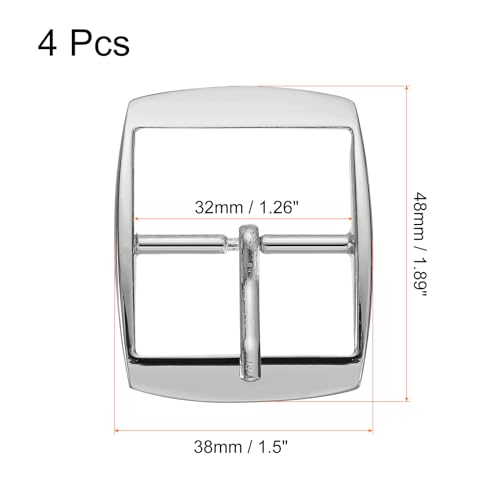 uxcell Metal Roller Buckle, Single Prong Belt Buckle Square Center Bar Buckles for Leather - color: Silver, size: 1.26 Inch