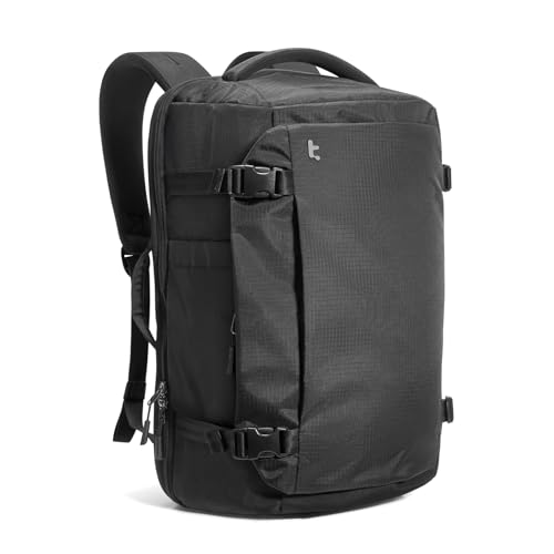 tomtoc Travel Backpack 28L, TSA Friendly Flight Approved Carry-on Luggage, Personal Item Travel Bag, Water-resistant Lightweight Business Rucksack, Durable Bag Fits 16 Inch Laptop - color: Black-ripstop, size: 28L