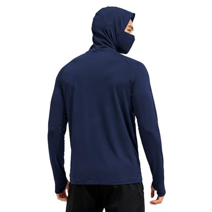 HovSiyla Mens Fishing Hoodie UV Sun Protection Shirts UPF Rash Guard Long Sleeve Shirts Hiking Performance Mesh Face Mask Top - color: 5 Pack : Black Grey White Navy Red, size: Large