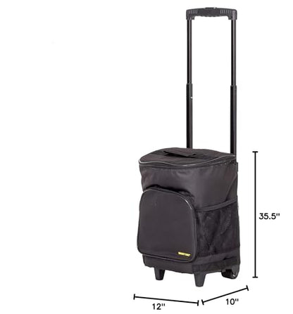 Ultra Compact Cooler Smart Cart with Wheels - Collapsible Insulated Cooler Bag - Foldable Travel Cooler 36 Cans - Leak Proof Trolley - Black - color: Black