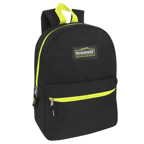 Trail maker 24 Pack- Classic 17 Inch Backpacks in Bulk Wholesale Back Packs for Boys and Girls (Black Color Trim Pack) - color: Black Color Trim Pack