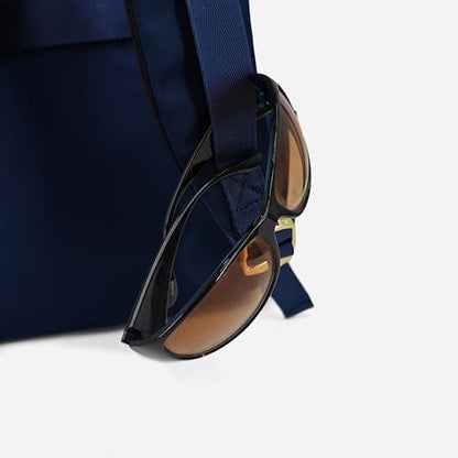 M-ioi-M Medium Backpack Purse for Women, Fashion Nylon Daypack with Gold Hardware, Lightweight Water-Resistant Rucksack for College, Work, Travel, Everyday Use, Fits 13–14" Laptop (Navy Blue,Medium) - color: Navy Blue,medium