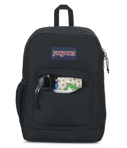 JanSport Cross Town Plus Backpack - Large Main Compartment, Side Water Bottle Pocket, 15-Inch Padded Laptop Sleeve - Black - color: Black