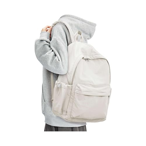 BJLFS White Backpack for School Women Girls, Waterproof Bookbag Cute High School Back pack for Men Teen Boys, Lightweight Travel College Backpack Mochilas Escolares para Casual Daypack Rucksack - color: White